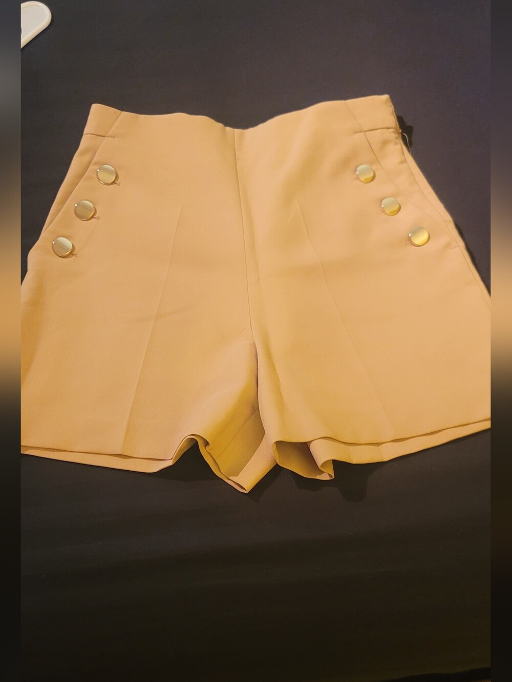 Women's High-Waist Gold Button Shorts